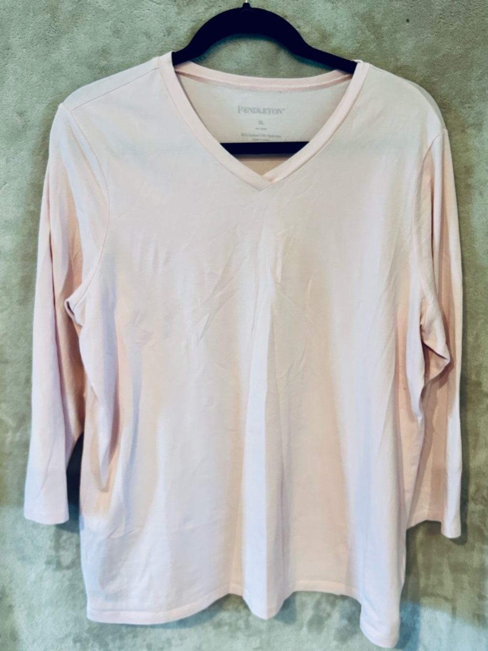 Pendleton Pink V Neck Top XL Cotton Stretch Lightweight Casual Shirt 👚